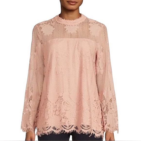 Ultra Pink Tops - ❤️ 🆕 ULTRA PINK Floral Lace Blouse in Beige Size M